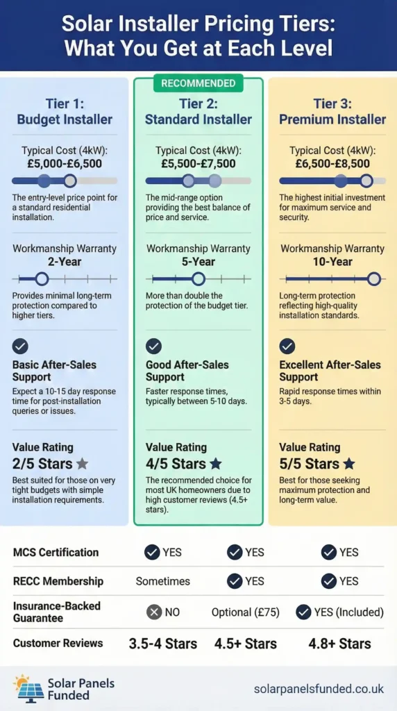 Solar Installer Pricing Tiers - What You Get at Each Level