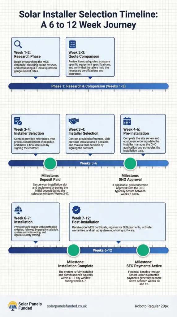 Solar Installer Selection Timeline - 6 to 12 Week Journey