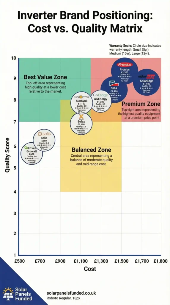 Solar Inverter Brand Positioning - Cost vs Quality Matrix