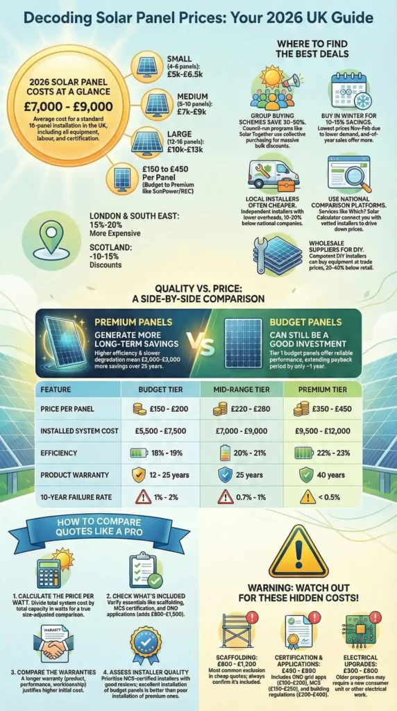 What are the price ranges for different solar panel system sizes
