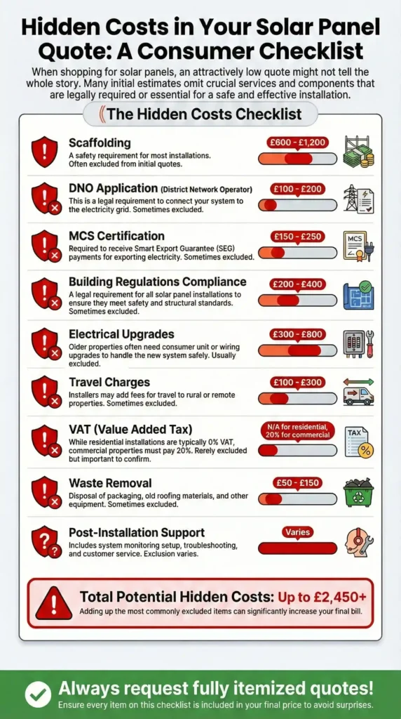 What hidden costs should I watch for in cheap solar panel quotes