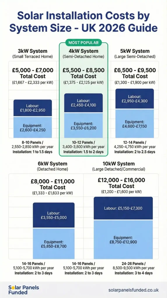 comparing installation costs across five popular system sizes