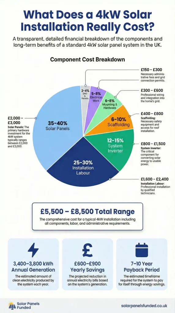 detailed cost breakdown for a typical 4kW solar panel installation