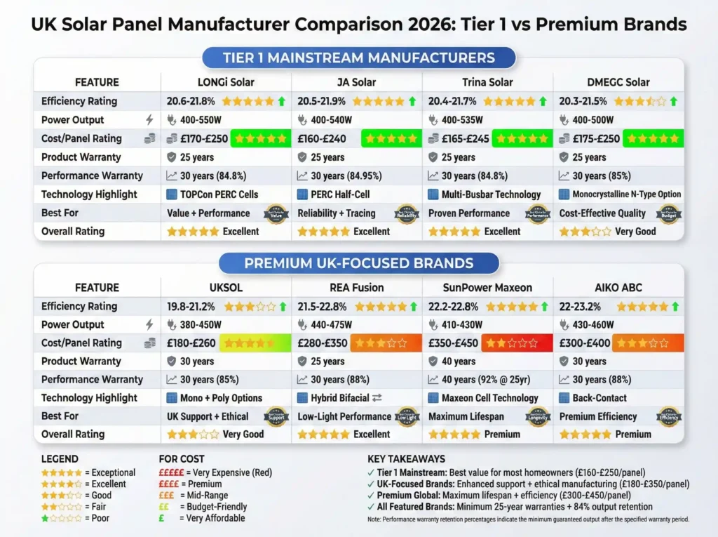 Solar Panel Manufacturer Comparison Matrix